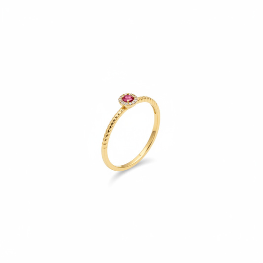 Rosette Twirl Ruby Ring