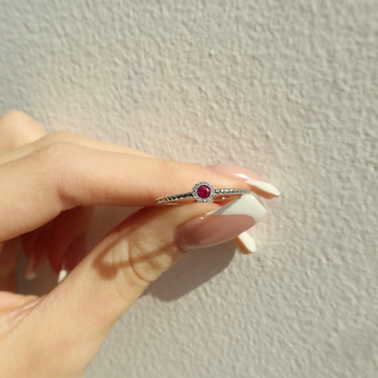 Rosette Twirl Ruby Ring