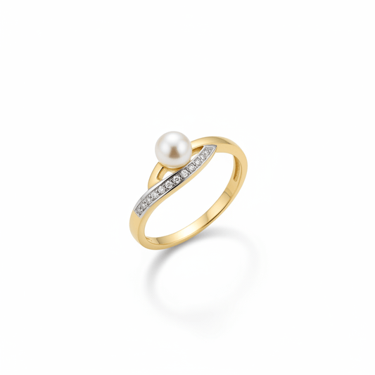 Serene Pearl Twist Ring