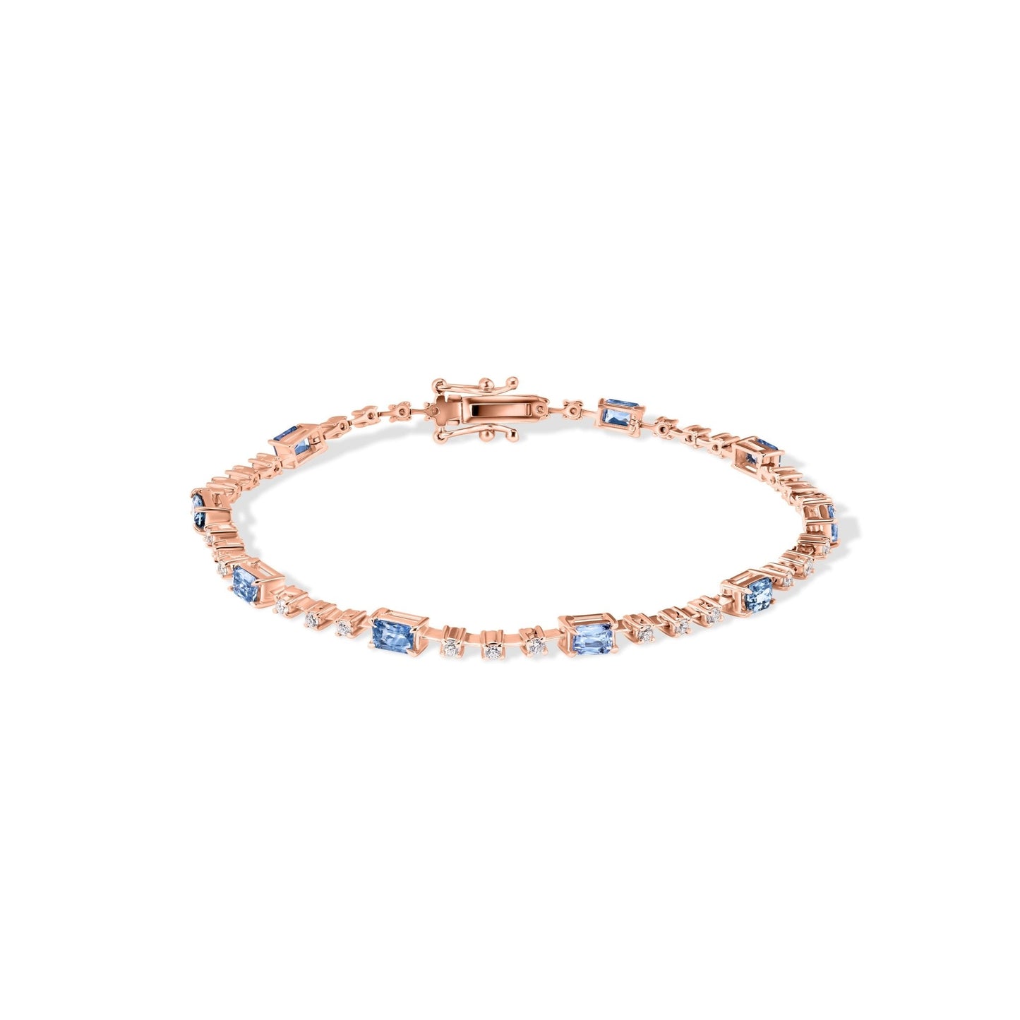 14K Diamond with Sapphire Gem Stone Bracelet
