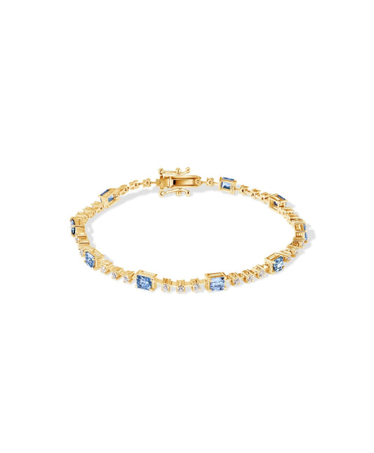 14K Diamond with Sapphire Gem Stone Bracelet