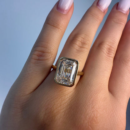 14K Bezel-Set Emerald Cut Diamond Ring